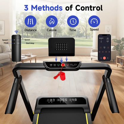 YPOO Walking Pad Treadmill with Handrails - 15% Adjustable Incline for Glutes & Legs Activation, Quiet Compact Home Gym Equipment for Safe Indoor Warm-Up & Daily Steps, Walking Pad Treadmills