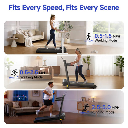 YPOO Walking Pad Treadmill with Handrails - 15% Adjustable Incline for Glutes & Legs Activation, Quiet Compact Home Gym Equipment for Safe Indoor Warm-Up & Daily Steps, Walking Pad Treadmills